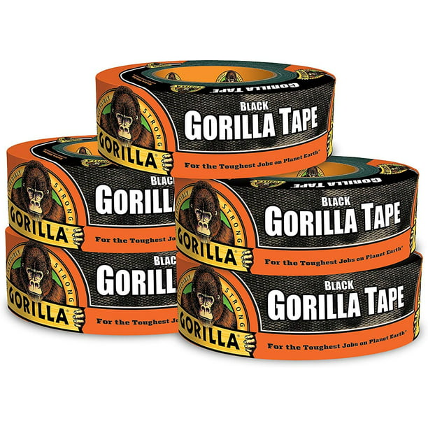 Pack of 5 1.88 x 35 yd Gorilla Black Duct Tape Black, 